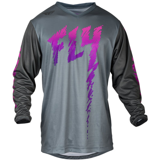 Fly Racing 2024 Youth F-16 Grey Charcoal Pink Jersey
