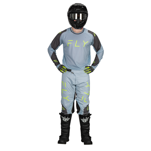 Fly Racing 2024 Evolution DST Ice Grey Charcoal Neon Green Jersey