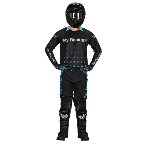Fly Racing 2024 Evolution DST Special Edition Strobe Black Electric Blue Pants