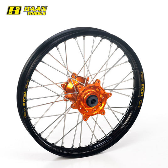Haan Rear Wheel Black Rim Orange Hub KTM Enduro 18"