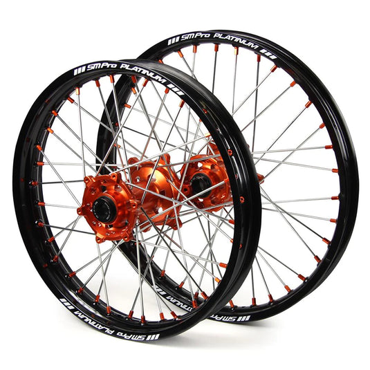 SM Pro Platinum Wheel Set Black Orange - KTM Enduro