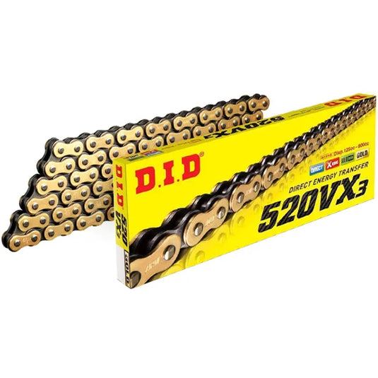 DID 520 VX3 Heavy Duty X-Ring Gold Black Enduro Chain 118 Link