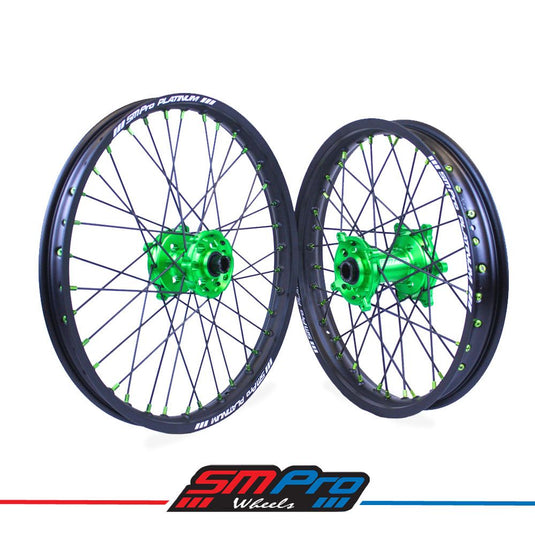 SM Pro Platinum Wheel Set Black Green - Kawasaki