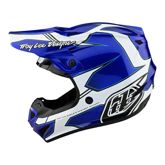 Troy Lee Designs SE4 Polyacrylite Youth Matrix Blue Motocross Helmet
