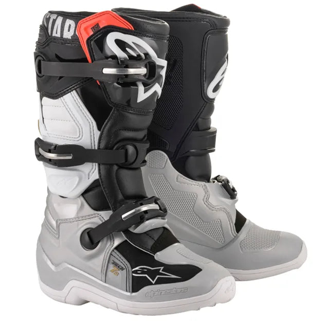 Alpinestars Tech 7S Youth Boots Black Silver White Gold