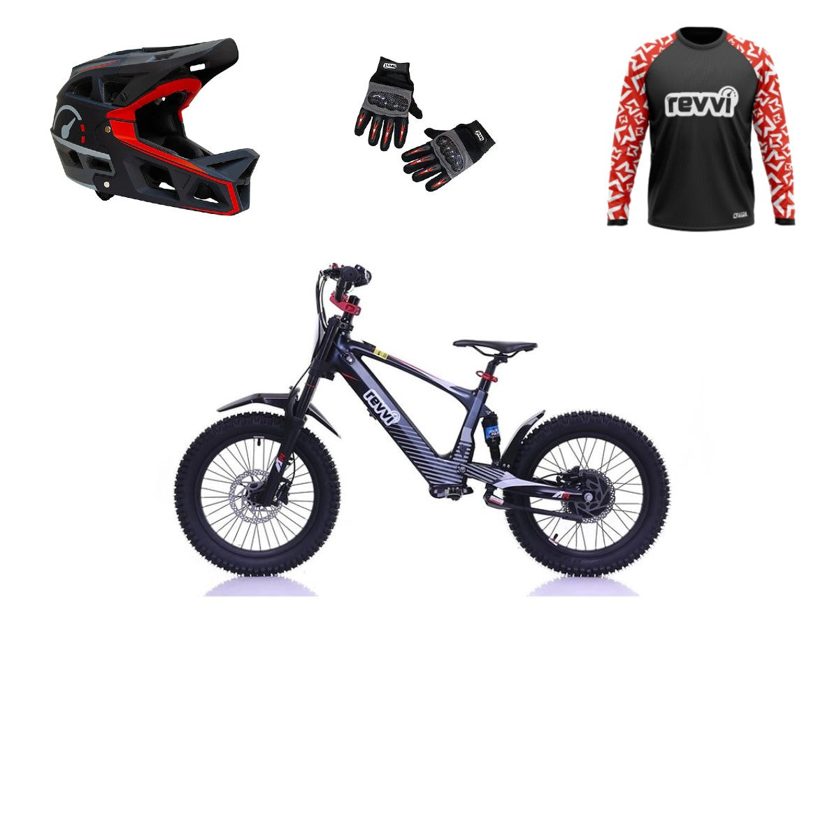 Revvi 18 Electric Bike & Riding Gear Bundle - Black