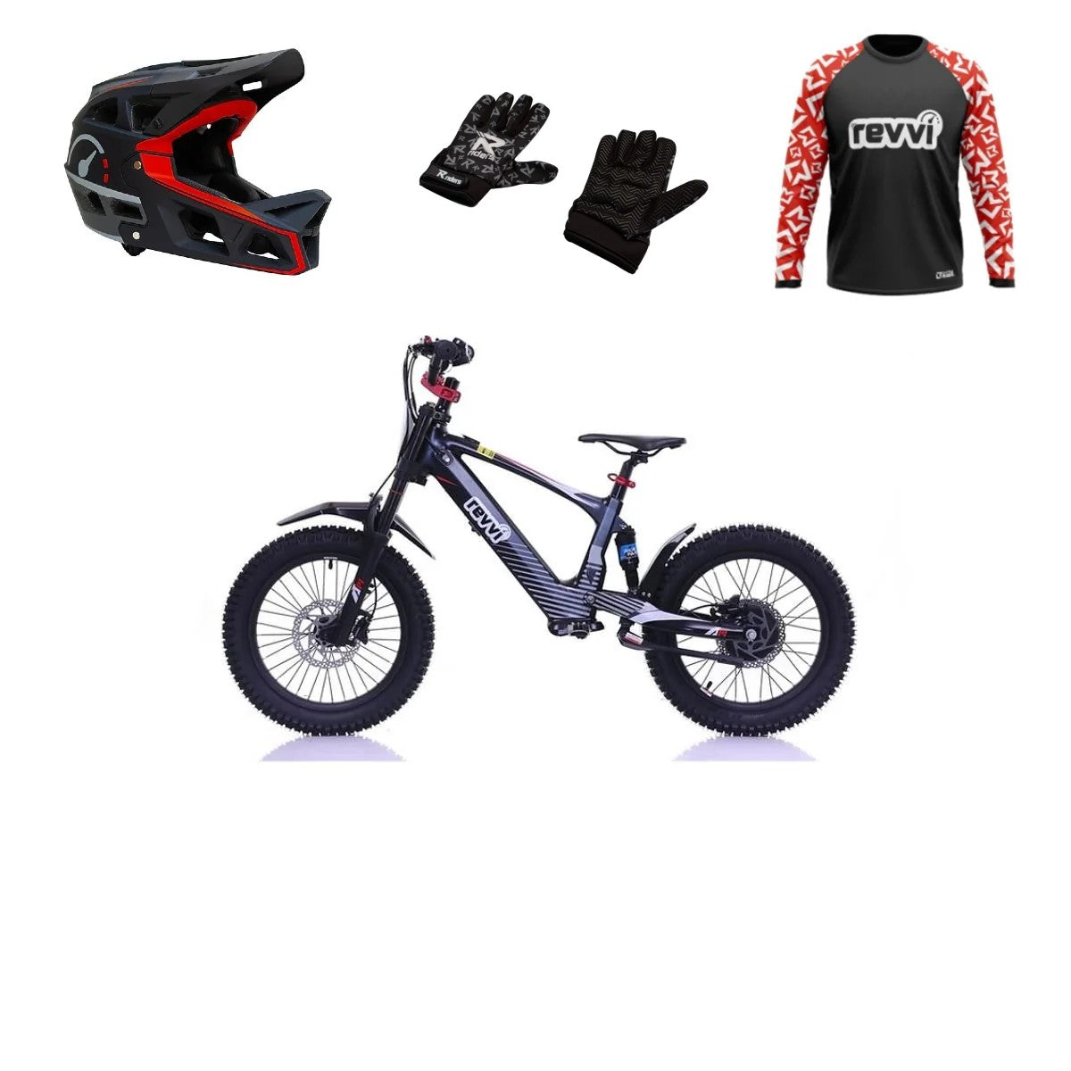 Revvi 18 Electric Bike + Riding Gear Bundle - Black