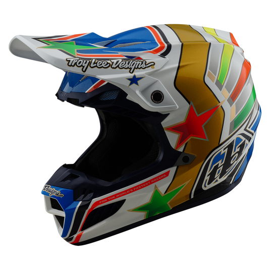 Troy Lee Designs SE5 Composite Rays White Blue Motocross Helmet