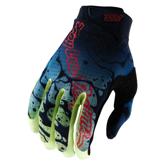Troy Lee Designs Air Drip Glo Yellow Dark Navy Motocross Gloves