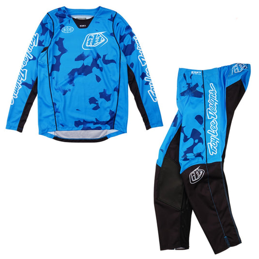 Troy Lee Designs Spring 2025 Youth GP Pro Blotted Bright Blue Kit Combo