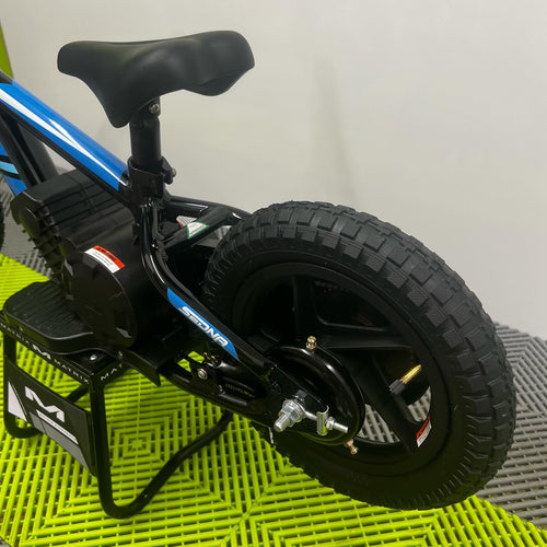 Revvi 12" Electric Bike & Riding Gear Bundle - Blue