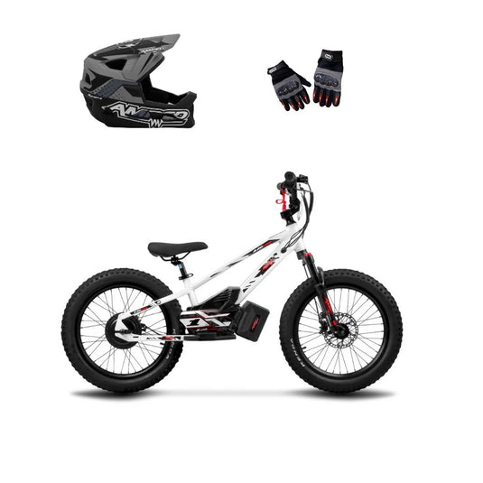Amped A20 Pro Electric Bike + Riding Gear Bundle - White