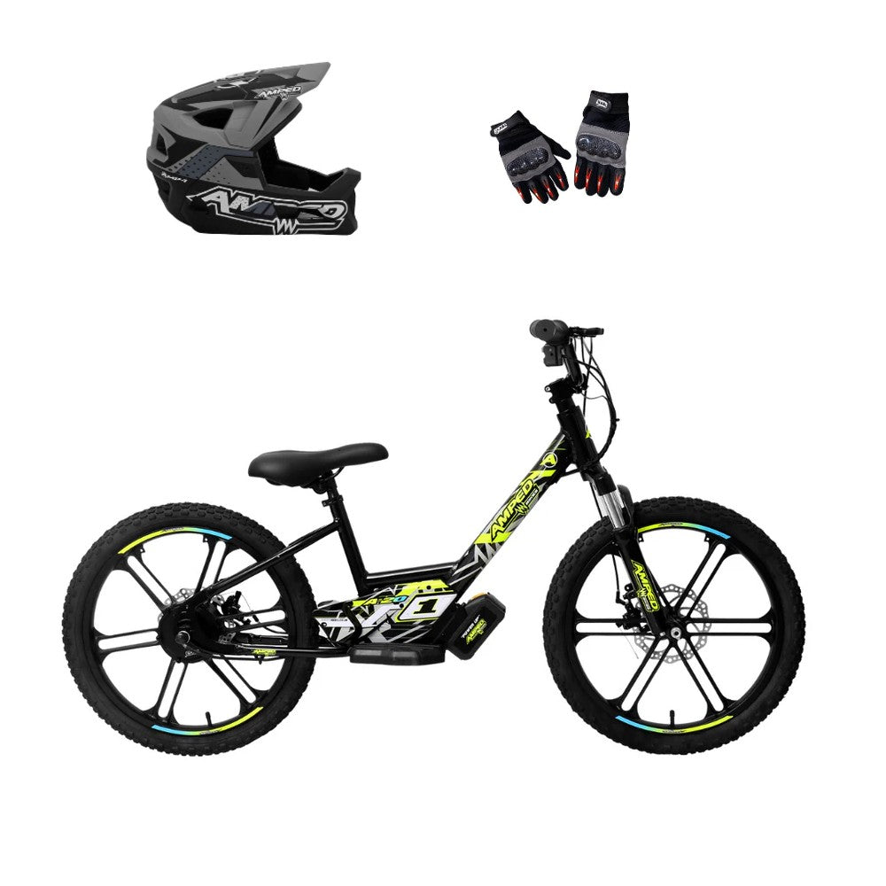 Amped A20 Electric Bike + Riding Gear Bundle - Black