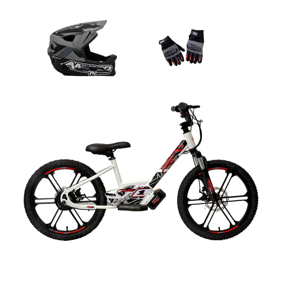 Amped A20 Electric Bike + Riding Gear Bundle - White