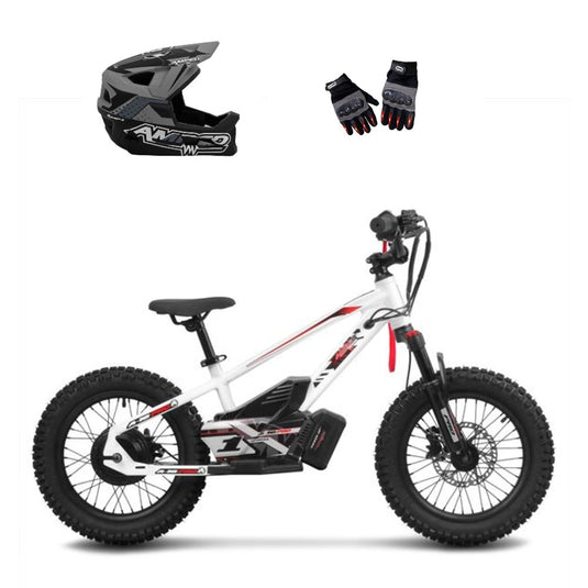 Amped A16 Pro Electric Bike + Riding Gear Bundle - White