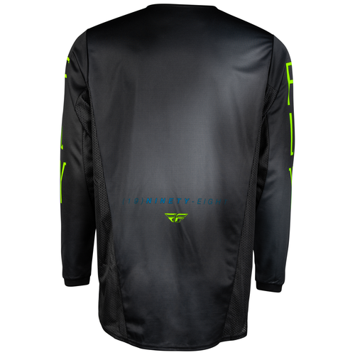 Fly Racing 2024 Youth Kinetic Prodigy Charcoal Neon Green True Blue Jersey