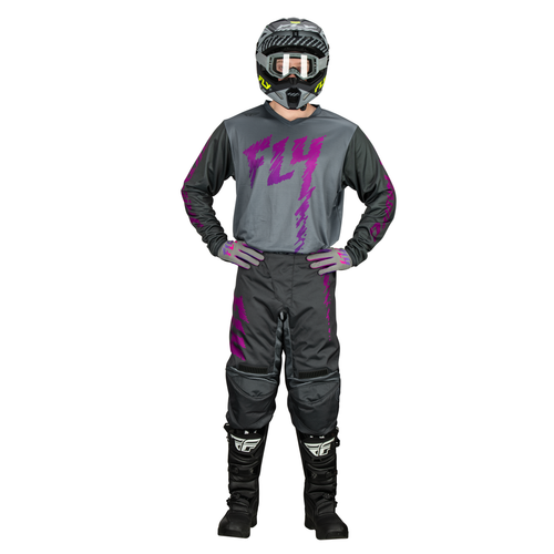 Fly Racing 2024 Youth F-16 Grey Charcoal Pink Pants