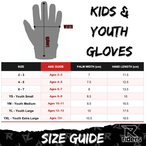R Riders Long Finger Tech Gloves – Kids & Youth