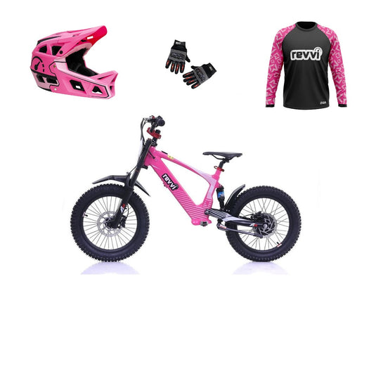 Revvi 18 Electric Bike & Riding Gear Bundle - Pink