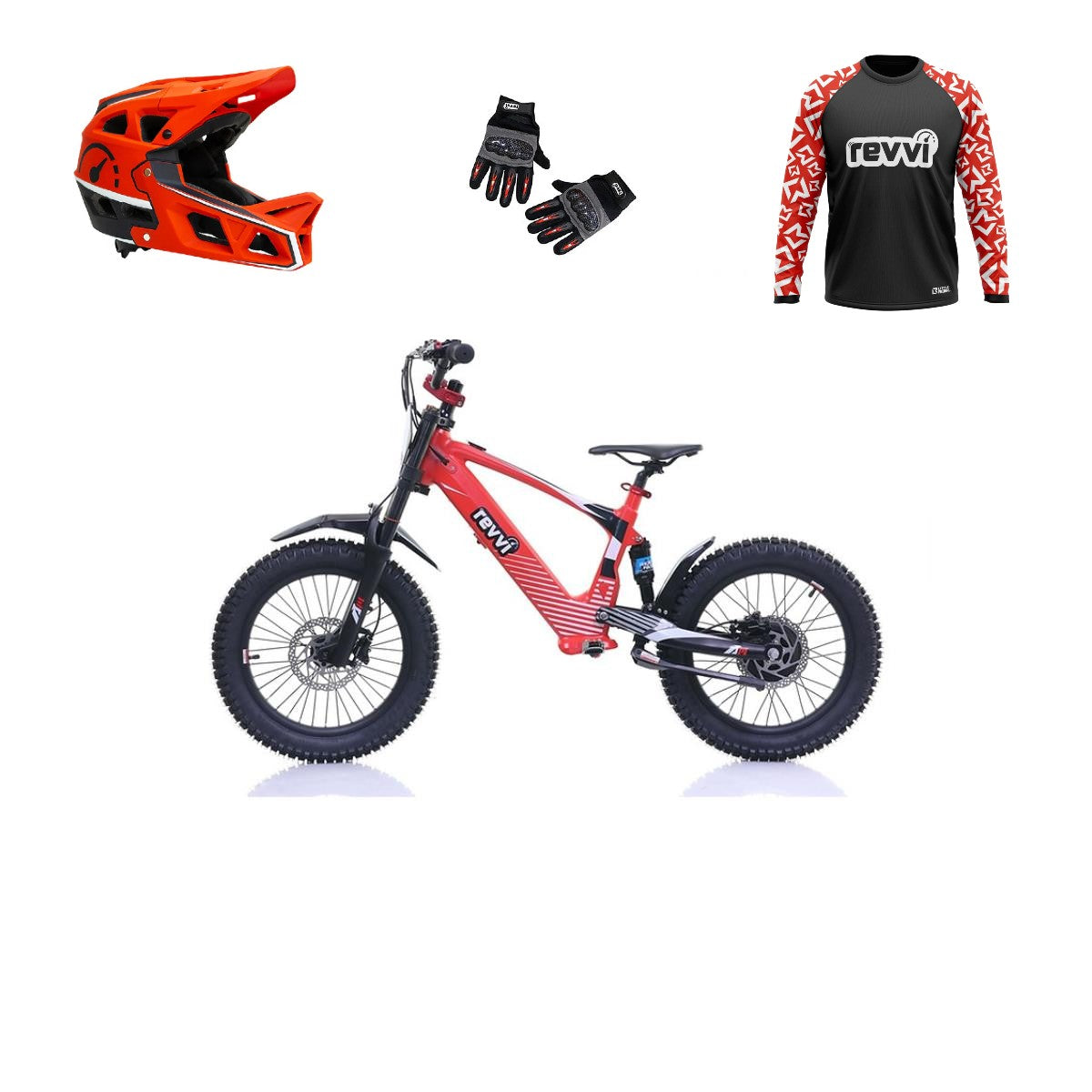 Revvi 18 Electric Bike + Riding Gear Bundle - Red
