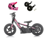 Revvi 12 Electric Bike, Stabilisers & Helmet Bundle – Pink