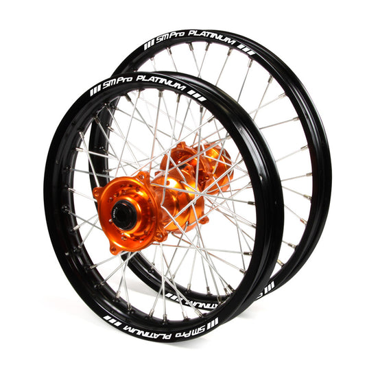 SM Pro Platinum Wheel Set Black Orange - KTM SX85 Big Wheel