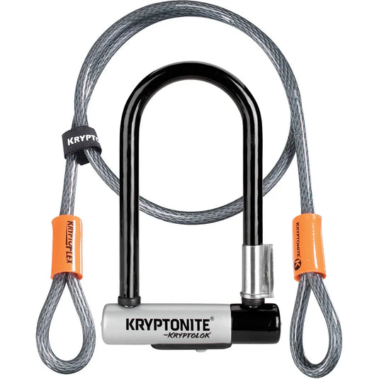 Kryptonite Kryptolok Mini U-Lock With 4 Foot Flex and Flexframe Bracket Sold Secure Gold