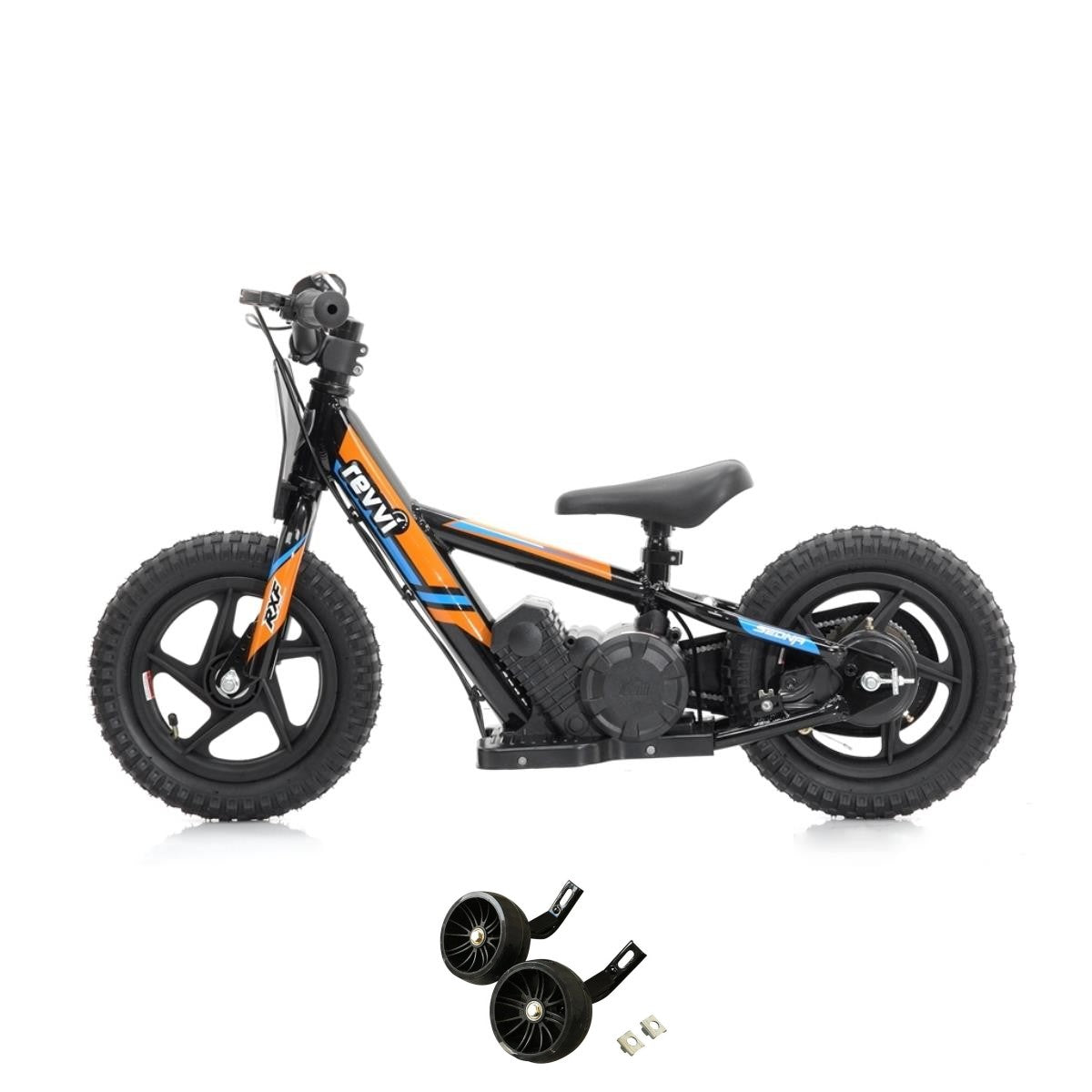 Revvi 12" Electric Bike & Stabilisers Bundle - Orange