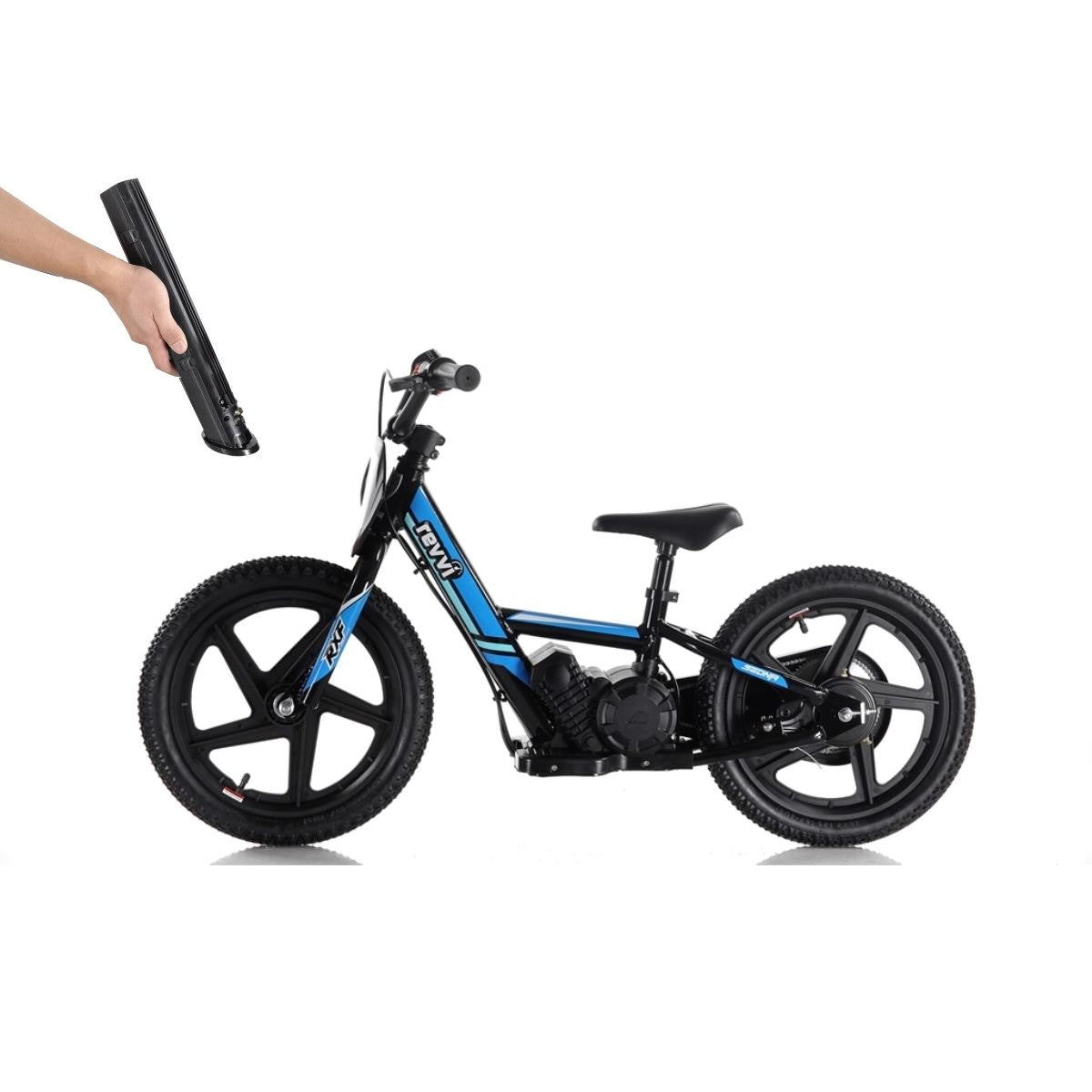 Revvi 16" Electric Bike & Spare Upgraded Battery Bundle - Blue