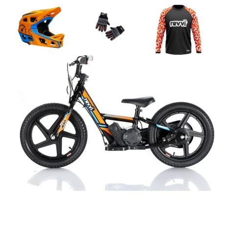 Revvi 16" Electric Bike + Riding Gear Bundle - Orange