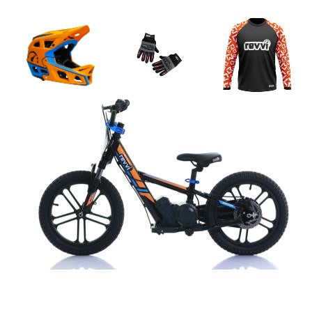 Revvi 16" Plus Electric Bike & Riding Gear Bundle - Orange