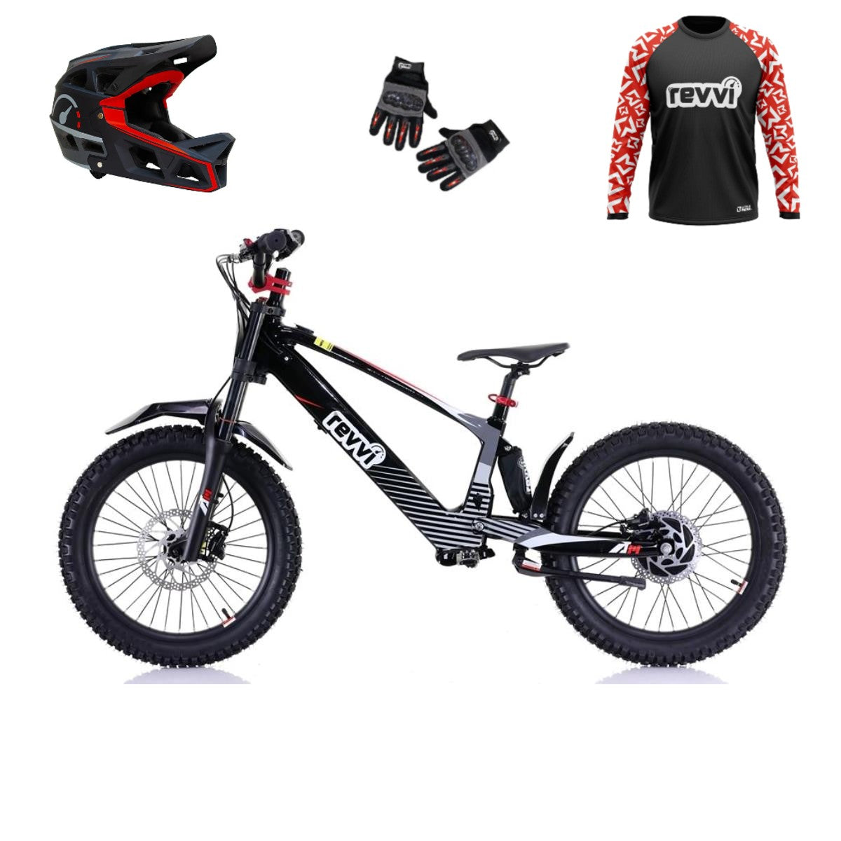 Revvi 20 Electric Bike & Riding Gear Bundle - Black