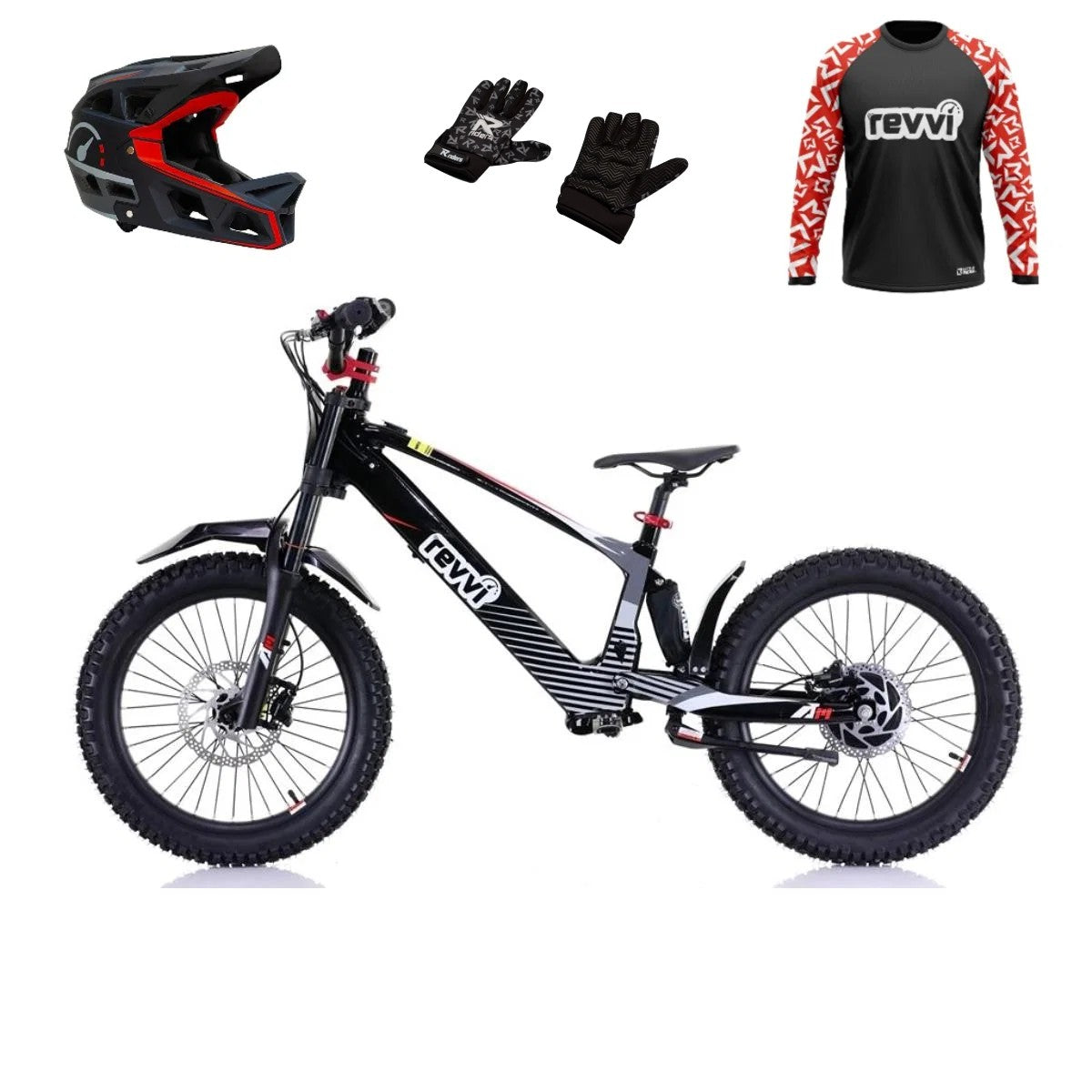 Revvi 20 Electric Bike + Riding Gear Bundle - Black