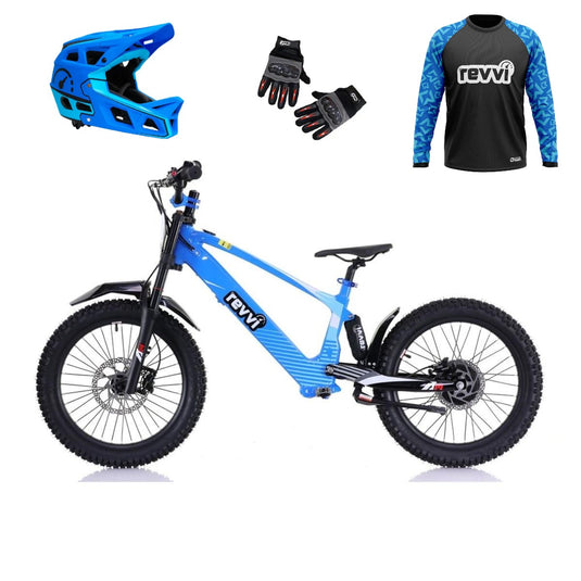 Revvi 20 Electric Bike & Riding Gear Bundle - Blue