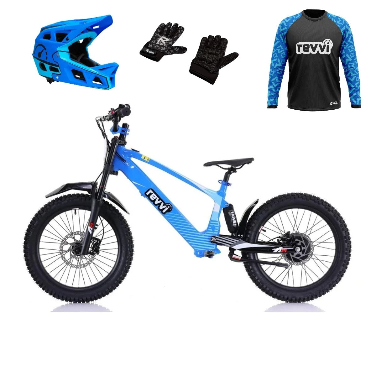 Revvi 20 Electric Bike + Riding Gear Bundle - Blue