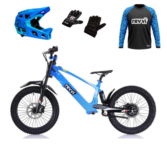 Revvi 20 Electric Bike + Riding Gear Bundle - Blue