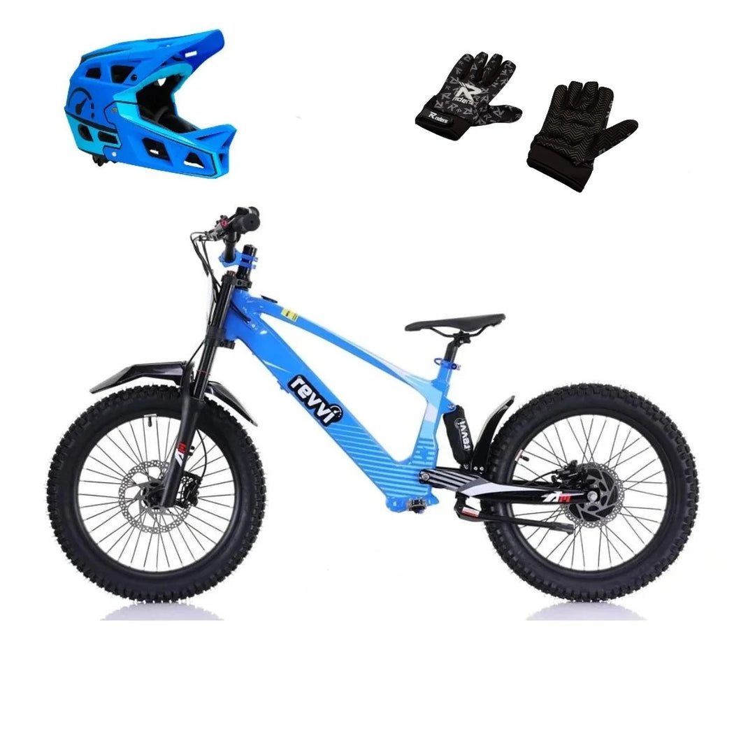 Revvi 20 Electric Bike + Riding Gear Bundle - Blue