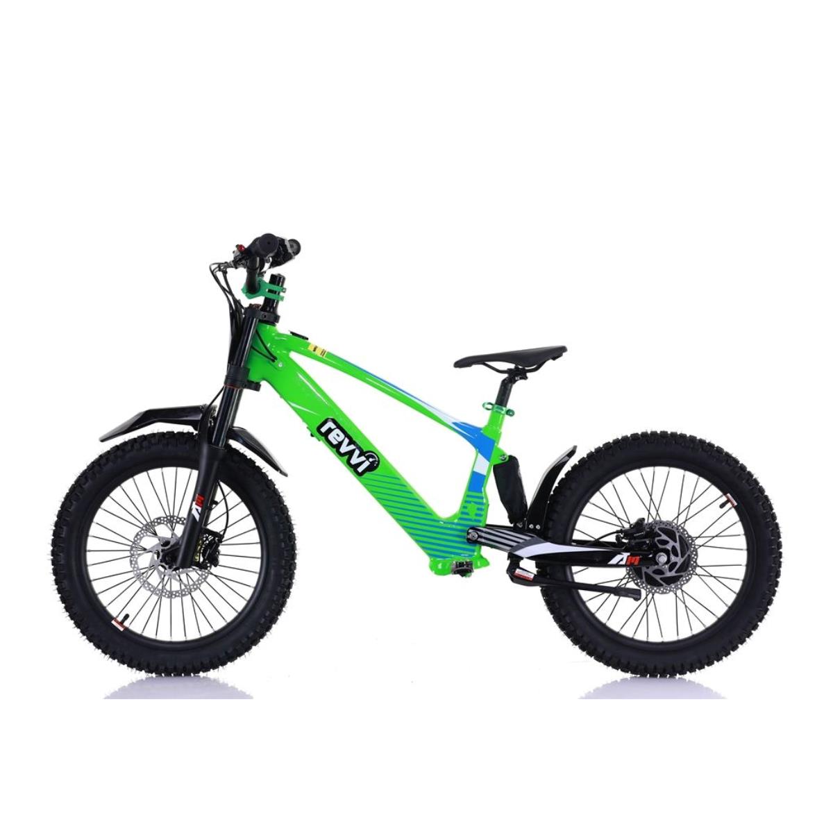 Revvi 20 Green Electric Bike & Riding Gear Bundle | Kids Electric Dirt Bike Package