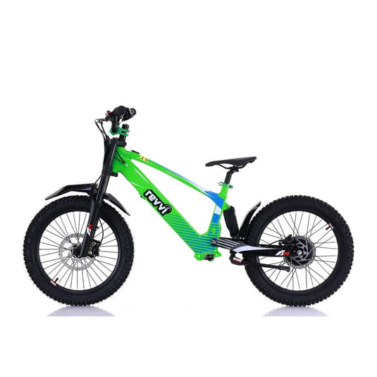 Revvi 20 Green Electric Bike & Riding Gear Bundle | Kids Electric Dirt Bike Package