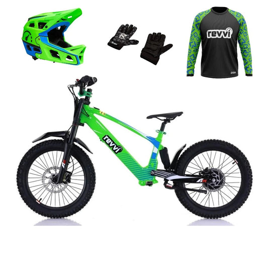 Revvi 20 Electric Bike + Riding Gear Bundle - Green