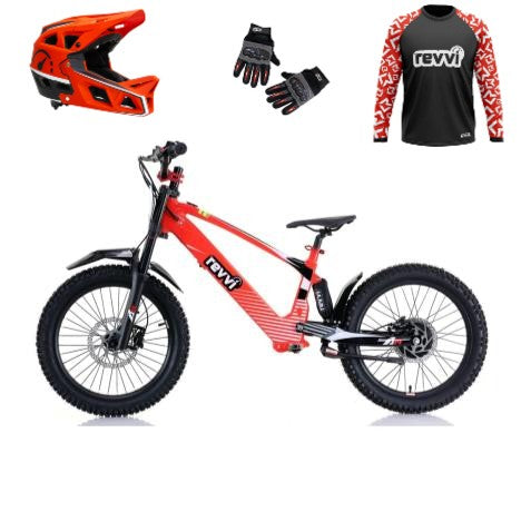 Revvi 20 Electric Bike + Riding Gear Bundle - Red