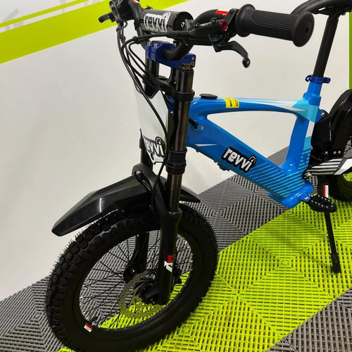 Revvi 18 Electric Bike + Riding Gear Bundle - Blue