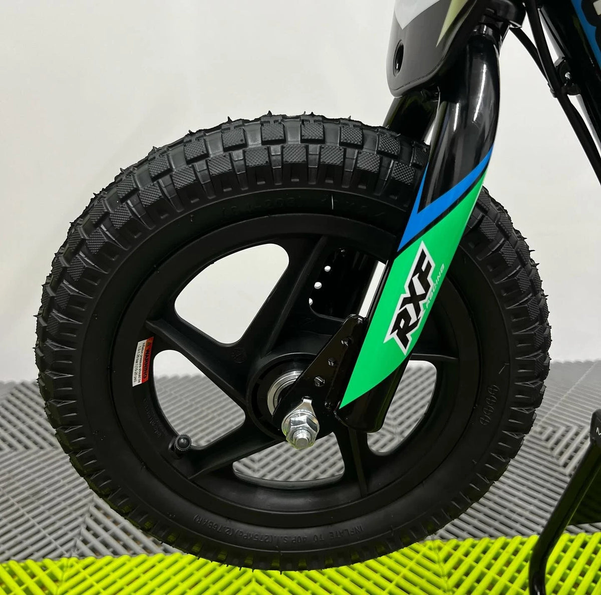 Revvi 12 Electric Bike, Stabilisers & Helmet Bundle – Green