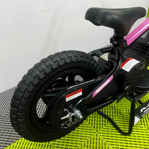 Revvi 12" Electric Bike + Riding Gear Bundle - Pink