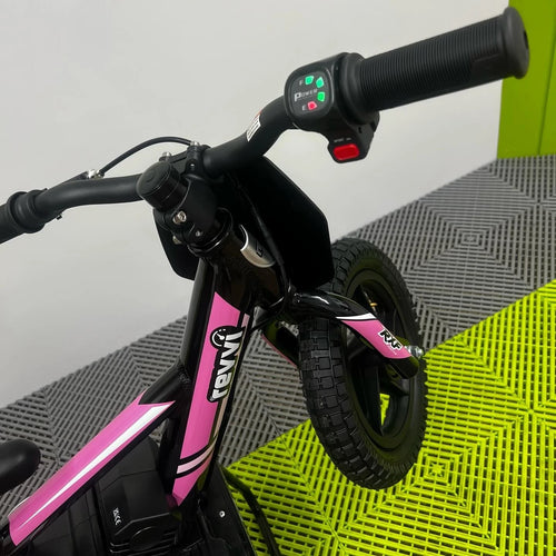 Revvi 12" Electric Bike + Riding Gear Bundle - Pink