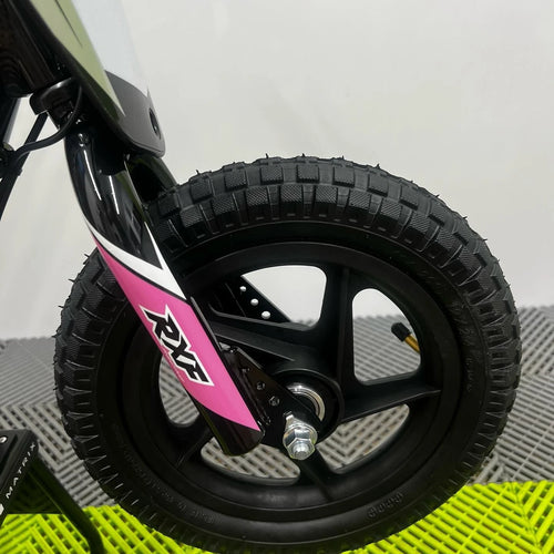 Revvi 12" Electric Bike + Riding Gear Bundle - Pink