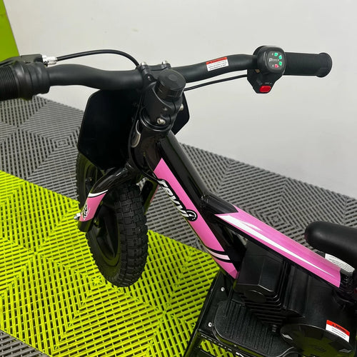 Revvi 12" Electric Bike + Riding Gear Bundle - Pink