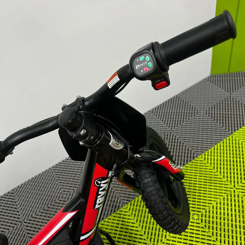 Revvi 12" Electric Bike + Riding Gear Bundle - Red