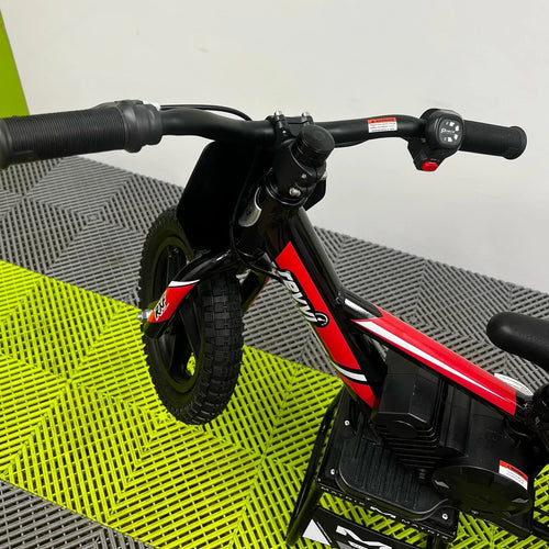 Revvi 12" Electric Bike + Riding Gear Bundle - Red