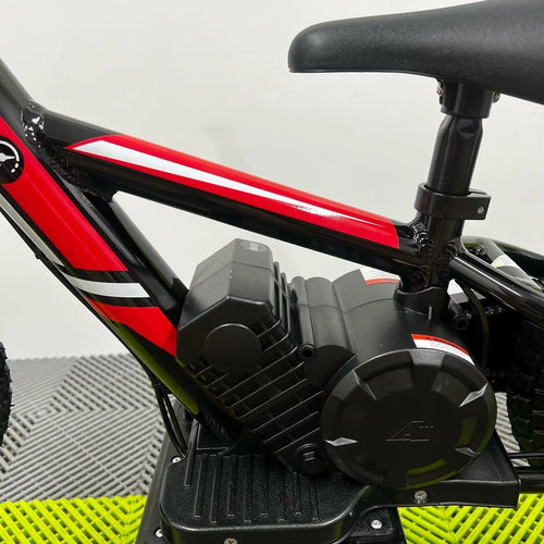 Revvi 12" Electric Bike + Riding Gear Bundle - Red